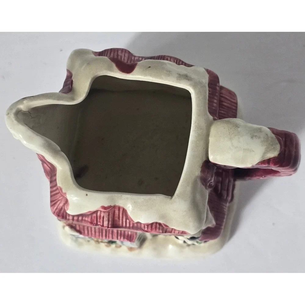 Fitz and Floyd Vintage Ceramic Christmas Cottage Creamer Pitcher Winter Village